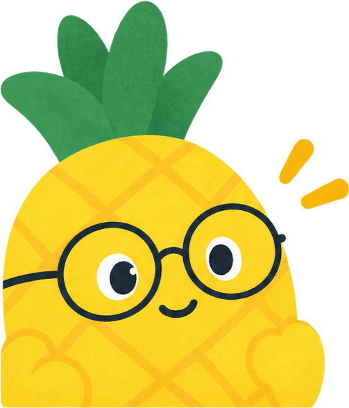 正解して喜んでいるパイナップル